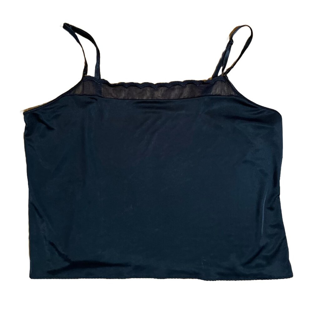 Vintage Vanity Fair spaghetti semi crop top with sheer scalloped trim